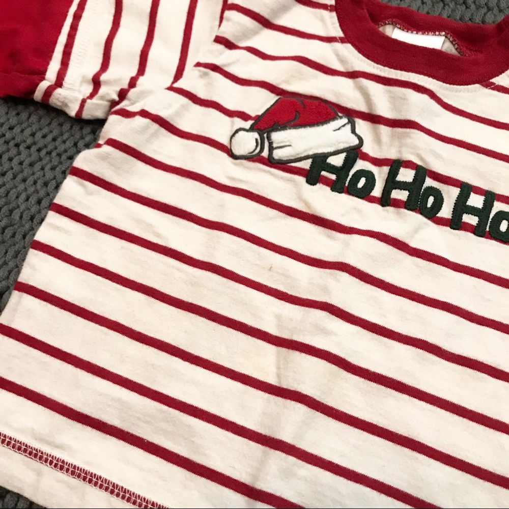 Gymboree Striped Ho Ho Ho Longsleeve T-Shirt Red - Picture 3 of 7